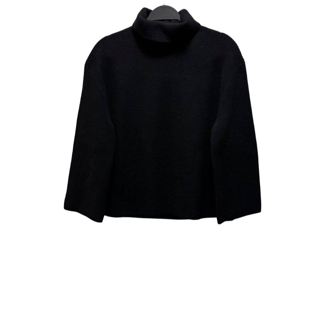 J.Crew Black Wool-Cashmere Blend Turtleneck Sweater Ribbed Knit Size S
